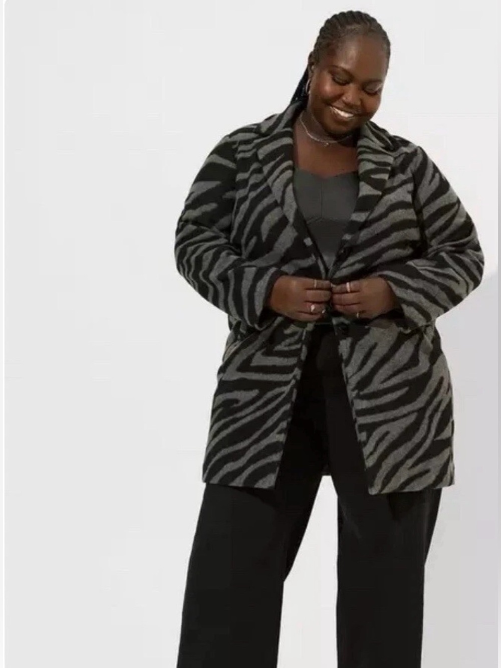 Torrid Grey Tiger Wave Jacquard Blazer Style Coat 4X Jacket